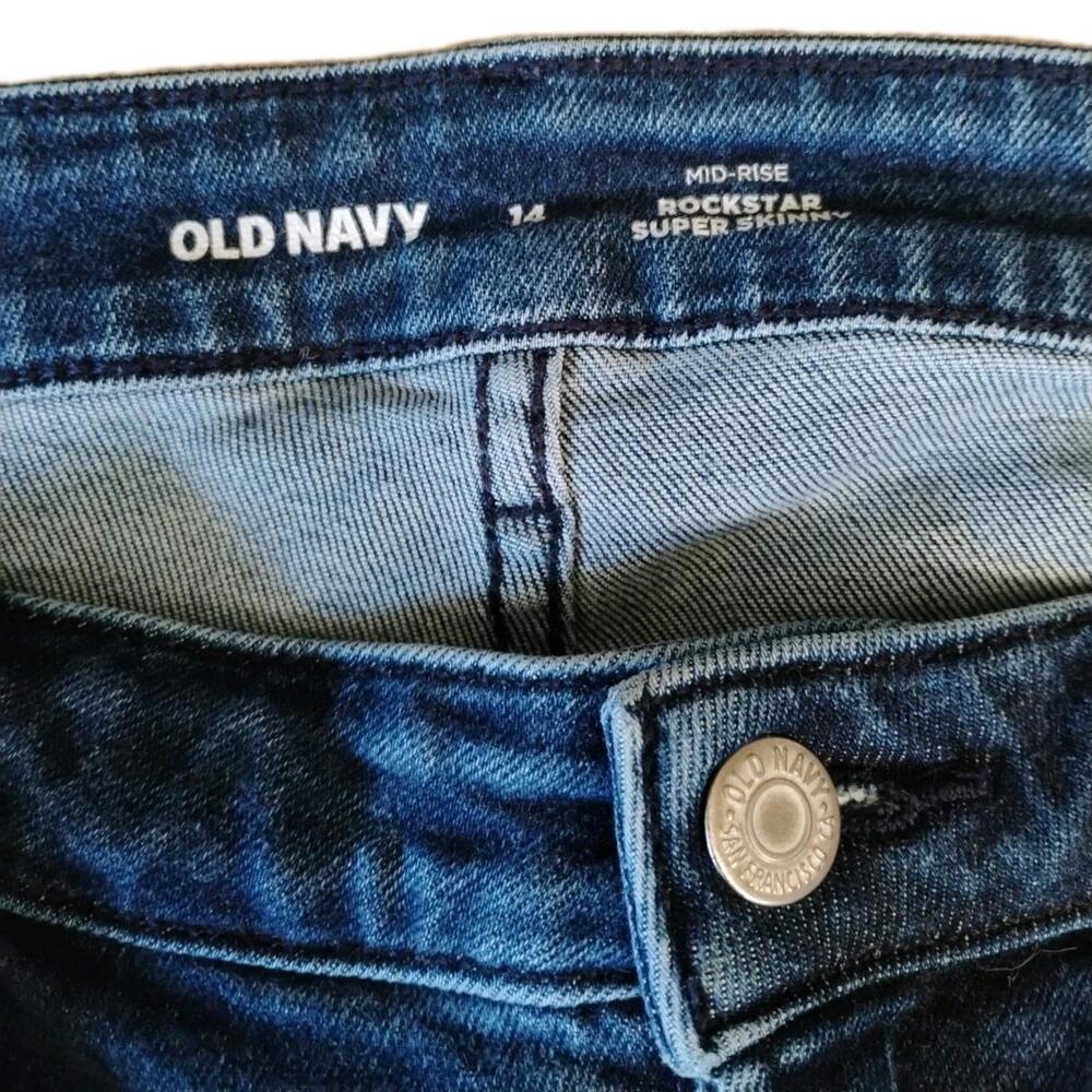 Old Navy Mid Rise Rockstar Super Skinny Jeans Size 14 Dark Wash Stretch Denim - Picture 4 of 9